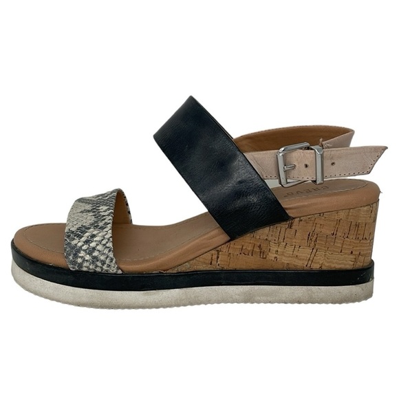 Crevo Sandals Women's 9 Snake Skin Grey Leather Ankle Strap Wedge Cow Hair - Picture 8 of 13